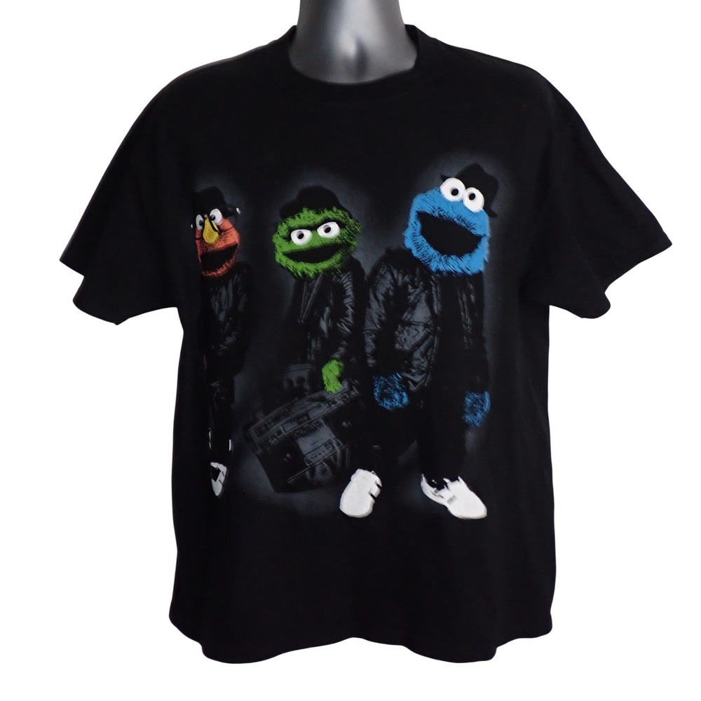 Sesame Street Men's Elmo Oscar Cookie Monster Hip Hop Graphic T-Shirt Large